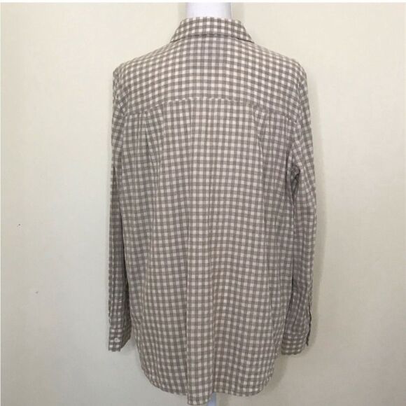 Lafayette 148 linen Button Down Shirt Gingham Plaid Size M - Picture 6 of 10